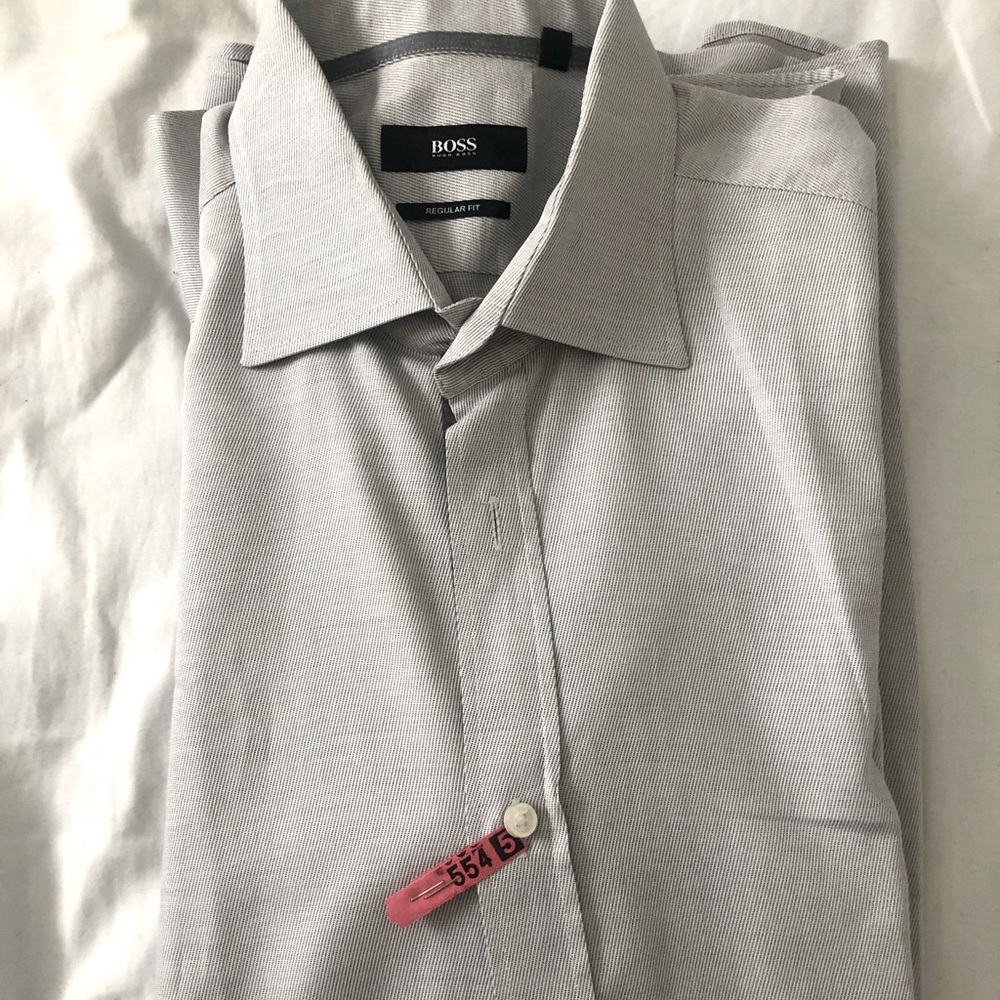 Hugo Boss grey dress shit. Barely worn. Size 40